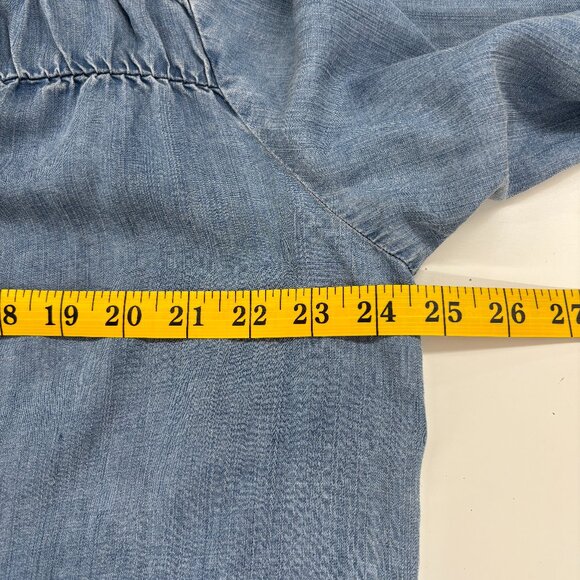 Splendid Blue Denim Chambray Peasant Prairie Coastal Preppy Boho Breezy Tunic LG - Picture 7 of 8